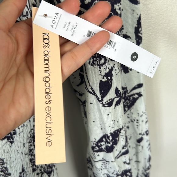 AQUA Smocked Floral Print Midi Dress Size S - Picture 10 of 16